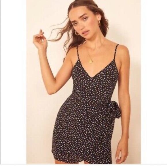 Reformation black polka dot Troppo mini dress - Picture 1 of 8
